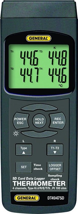 Data Logger General DT4947SD Data Logging 4 Channel Thermometer with SD Card