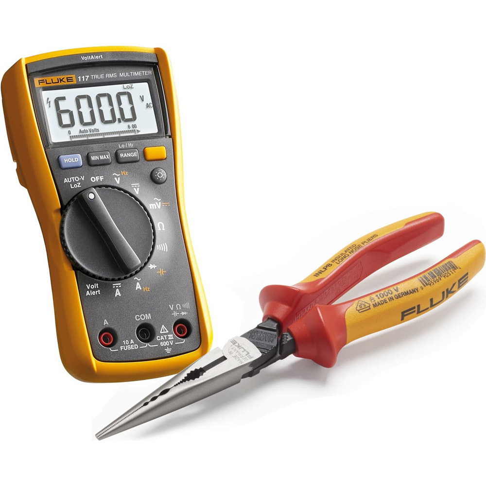 Multímetro de electricista Fluke 117-KIT - Electrician’s True RMS Multimeter with Insulated Long Nose Pliers