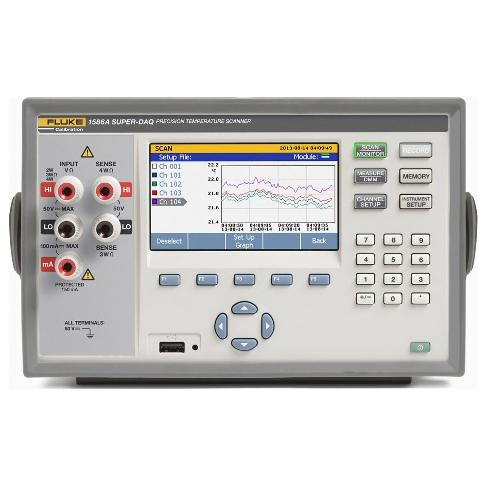 Escáner de temperatura de precisión Fluke 1586A/2DS 120/C Super-DAQ, 2 DAQ-STAQ Modules, 120V, Accredited Calibration