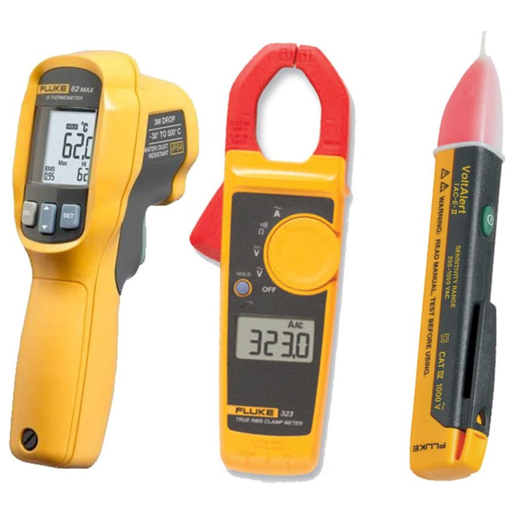 Termómetro infrarrojo portátil Fluke FL62MAX+/323/1AC, True-RMS Clamp Meter, Voltage Detector VoltAlert