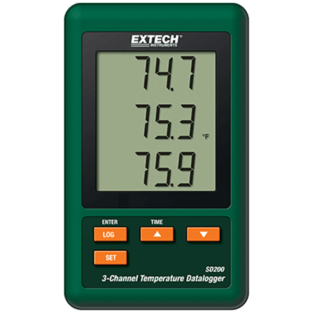Data Logger Extech SD200-NIST Temperature - Max Temperature: 2372 F, Min Temperature: -58 F, Type: K