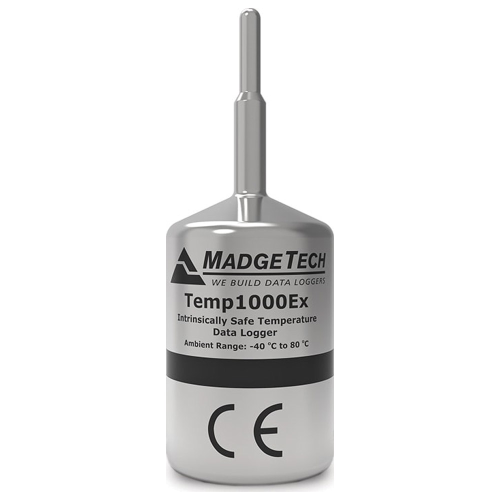 Data Logger Madgetech Temp1000Ex-1-KR - Intrinsically Safe Temperature Data Logger with 1-inch Probe and Key Ring End Cap
