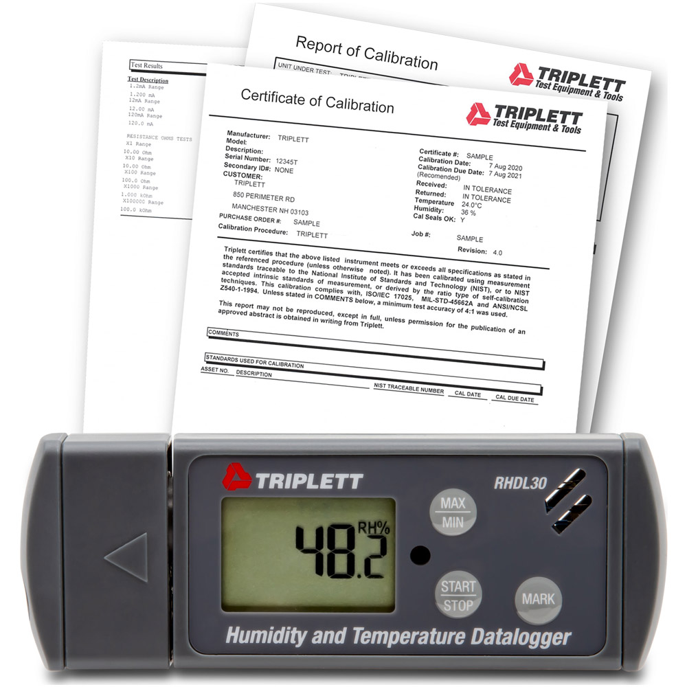 Data Logger Triplett RHDL30-NIST - Temperature / Humidity PDF Datalogger with Cert. of Traceability to NIST