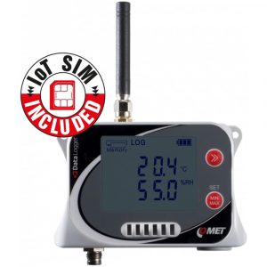 Data Logger Comet U3631Msim - IoT Wireless Temperature and Humidity Datalogger with Connector for 1 External Temperature Probe, GSM Modem, Flat Rate SIM Card