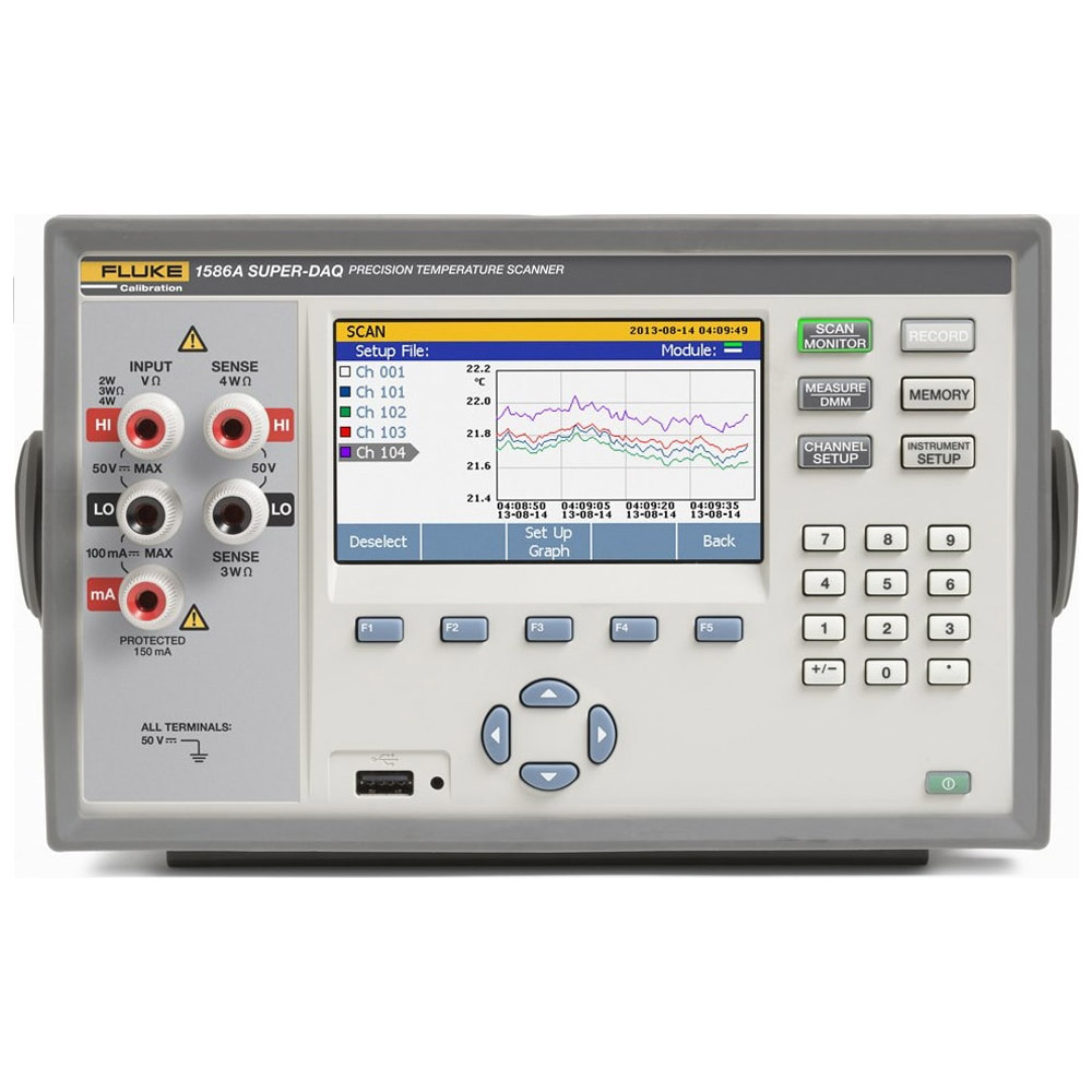 Escáner de temperatura Fluke 1586A/1DS 120/C Super-DAQ Precision Temperature Scanner, 1 DAQ-STAQ MODULE, 120V, Accredited Calibration