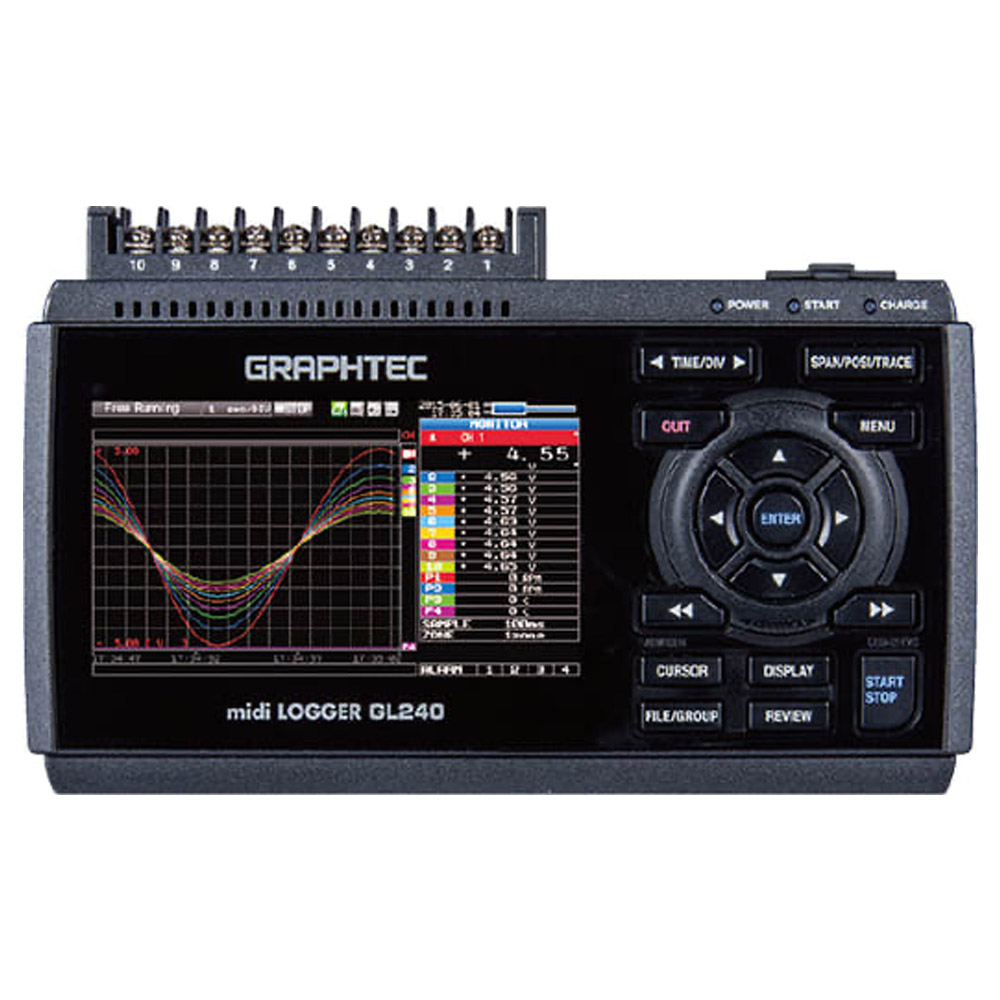 Data Logger Yamato GL240 - Multi-Channel Data Logger with 4.3 inch Color Display, 10 analog Channels