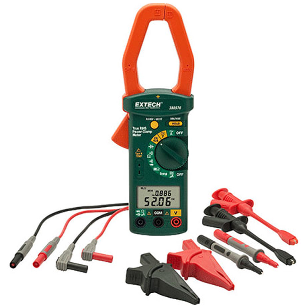 Pinza amperimétrica Extech 380976-K-NIST - Single Phase/Three Phase 1000A AC Power Clamp Meter Kit w/NIST
